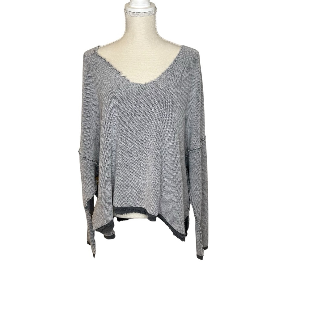 Free People Dolman Graphite Gray Texture Top Drop Shoulder Size Large